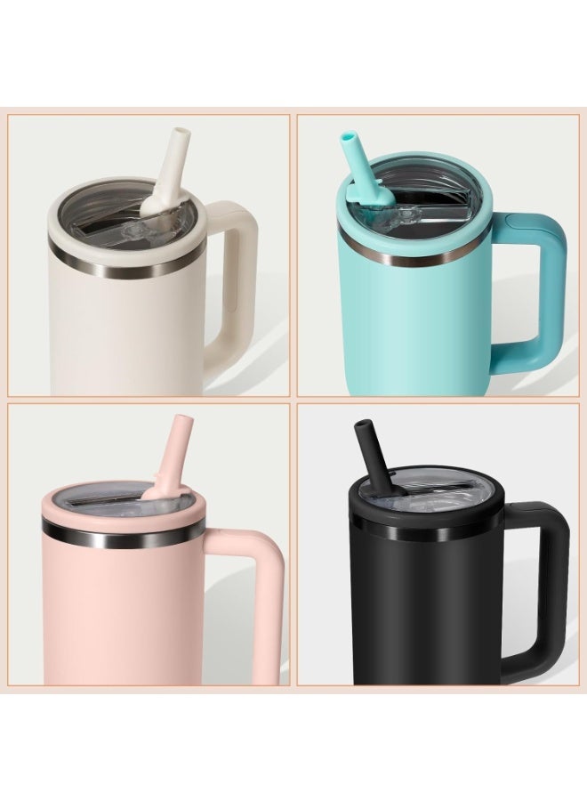 غطاء بديل بقشة قابلة للطي مقاس 40 اونصة من قطعتين مناسب لستانلي كوينشر، مقاوم للتسرب لغطاء ستانلي، غطاء بديل مقاوم للانسكاب وقابل لاعادة الاستخدام لملحقات اكواب ستانلي (اسود) - Image 3